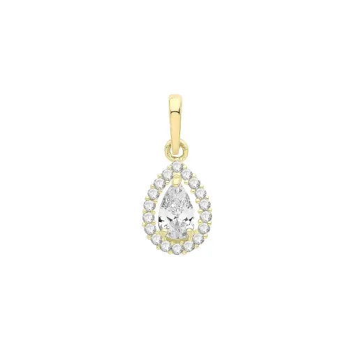 9ct Yellow Gold Ladies' Cz Pendant 8.4 X 6.2mm Pear